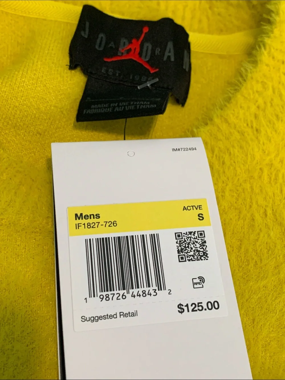 Jordan Bright Yellow Crewneck Sweater with White Logo
